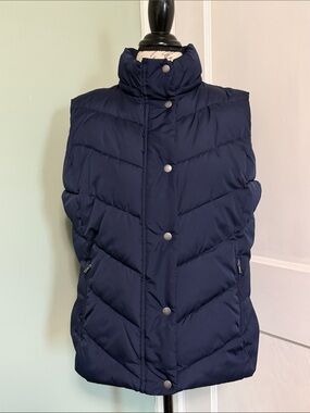 GAP Navy Quilted Puffer Vest with Stand Collar